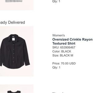 Abercrombie & Fitch Oversized Crinkle Rayon Textured Shirt Black